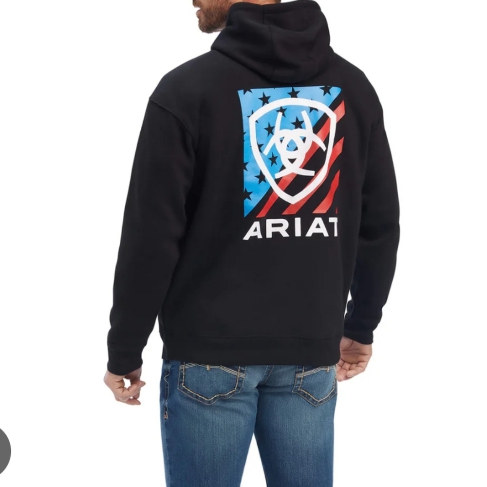 Ariat Black Hoodie with Red and Blue Design